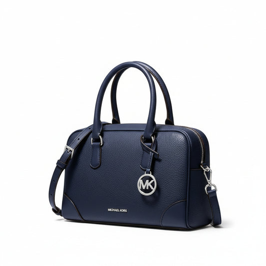 Michael Kors Thompson Leather Satchel Navy, Women