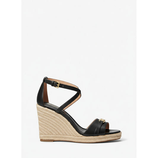 Michael Kors Black Espadrille Wedge Sandals (40R5MAMS2L-BLACK) Women