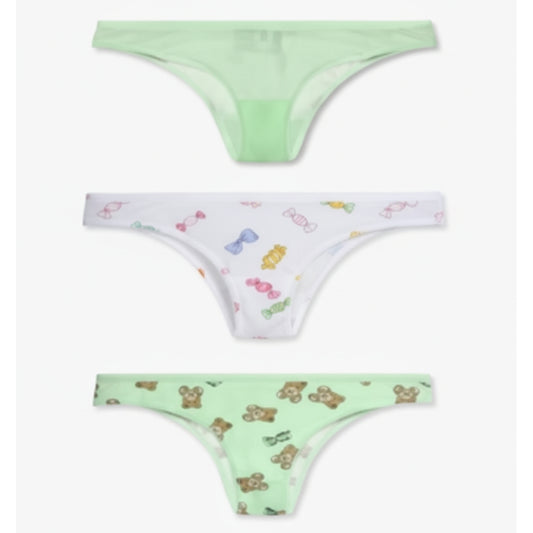 Moschino Printed Thong Set Green White, Women