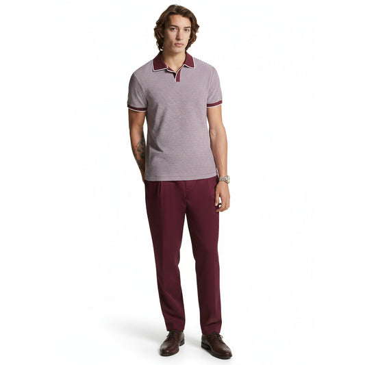 Michael Kors Striped Polo Shirt Burgundy (CH351PV1RT-CORDOVAN) Women