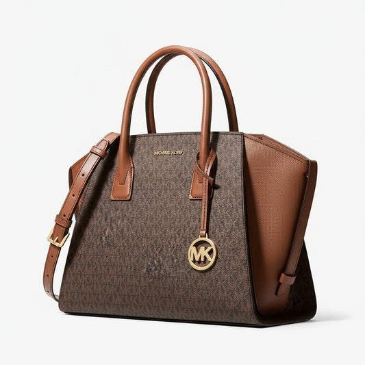 Michael Kors Signature Print Satchel Bag Brown, Women