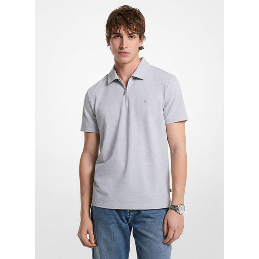 Michael Kors Grey Zip Polo Shirt (CS552HOHFK-HEATHER-GREY) Men