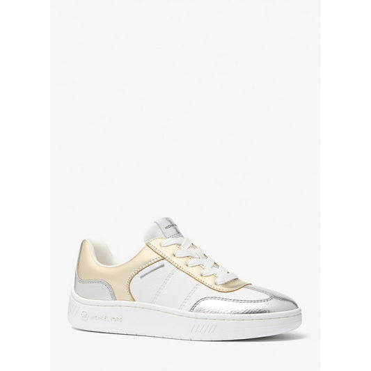 Michael Kors Metallic Platform Sneakers White Gold (49R5KAFS2L-OPTICWHITE) Women
