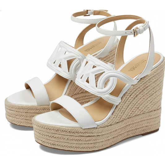 Michael Kors Chain Detail Wedge Sandals White, Women