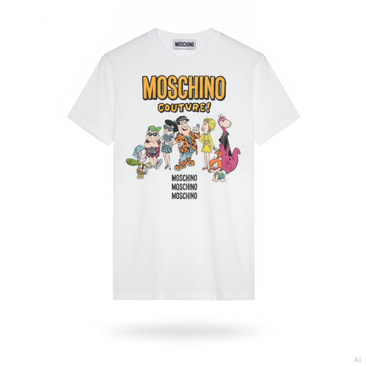 Moschino Couture Flintstones Print White T-shirt, Women