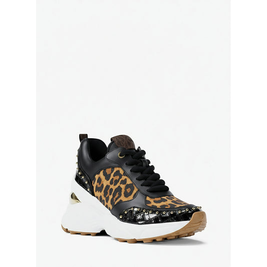 Michael Kors Leopard Print Wedge Sneakers Black, Women