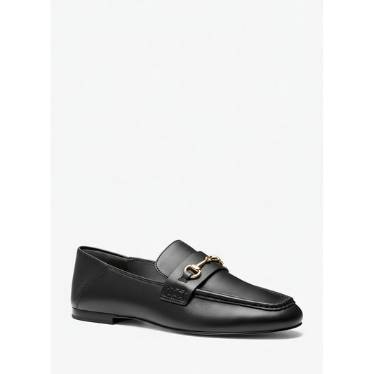 Michael Kors Black Leather Horsebit Loafer (40R5LEFP1L-BLACK) Women