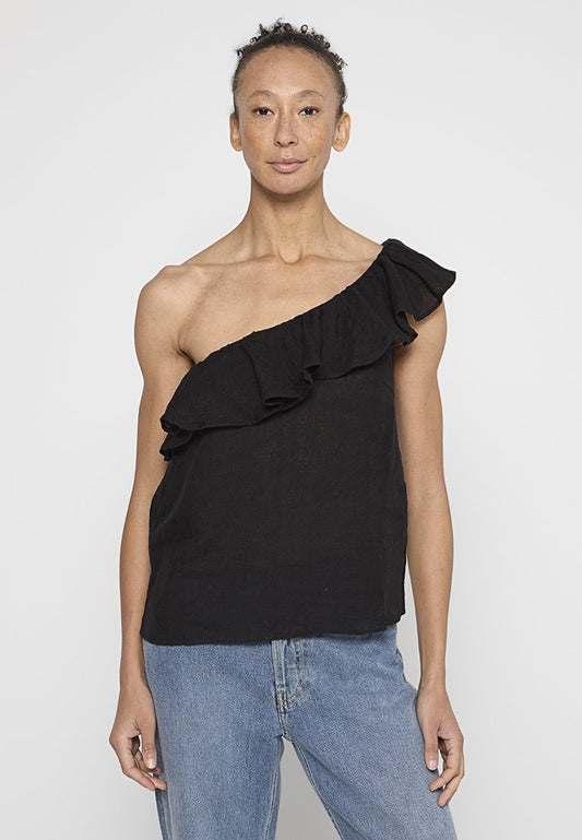 Ted Baker WMB-SYMI-Linen Ruffle One Shoulder Top (ZZO2WSQ11-Q00) Women
