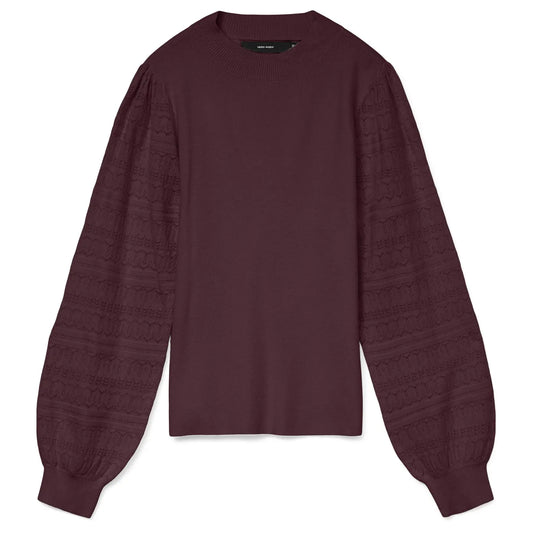 Vero Moda New Limone LS Highneck Sweater (10331283-WINETASTING) Women