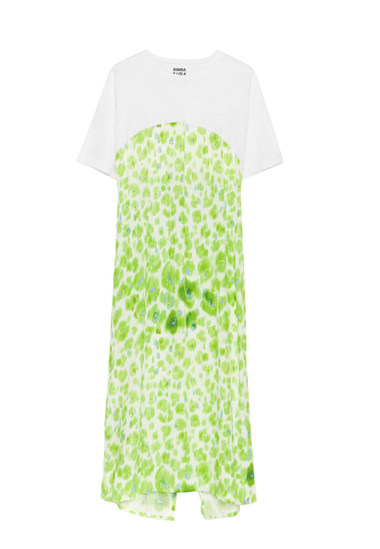 Bimba Y Lola Lime Watercolor Animal T-shirt dress Women