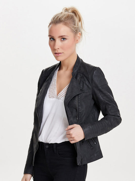 Only Leather Curvy Jacket With Pockets Biker Black (15102997-124689) Women