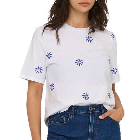 Only Rita Flower Top Shirt (15351631-BRTWHTMANY) Women