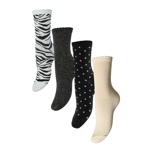 Pieces Ebby Glitter Long Socks (4-pack) (17145728-BRIGHTWHITE) Women