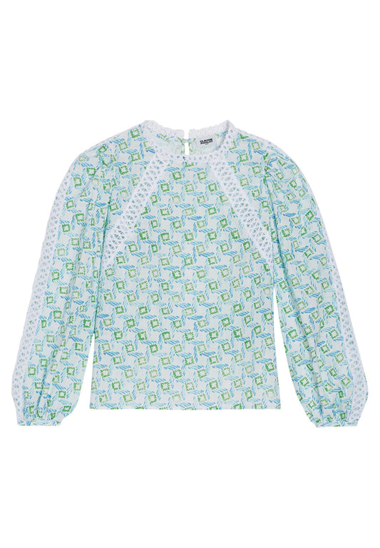 Claudie Pierlot Shirt imprimée à galons of dentelle Light Blue (CLA21E049-K11) Women
