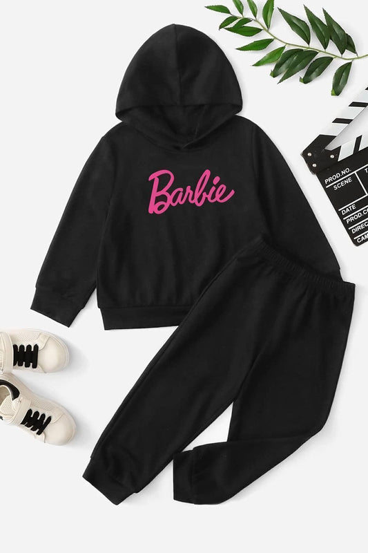 uyguntarz Kids Barbie Printed Tracksuit Set Black Women