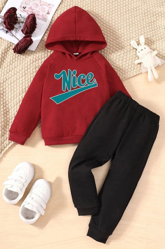 uyguntarz Kids Nice Printed Tracksuit Set Red Unisex