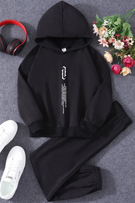 uyguntarz Kids Aleman Rapero Tracksuit Set Black Unisex