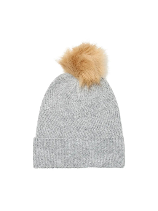 Grace Pompom Beanie Light Grey Melange (10332299) Women