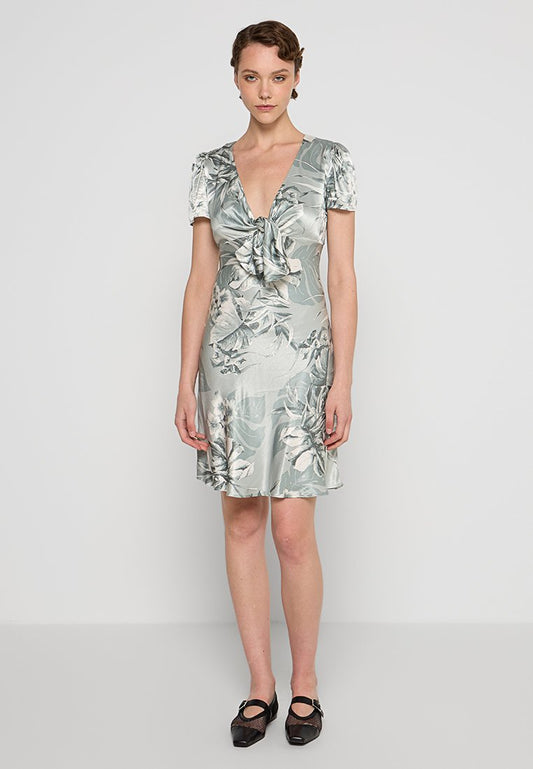 Guess KNEE-LENGHT DRESS, FOR WOMEN, V-NECK, SHORT SLEEVES, PATTE Light grey (ZZO2V3732-M00) Women