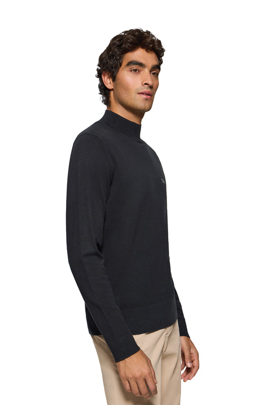 KHAN PERKINS NECK BLACK (44013) Men