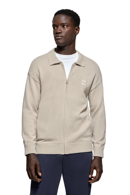 BLOCK PATCH CARDIGAN STONE (44299) Men