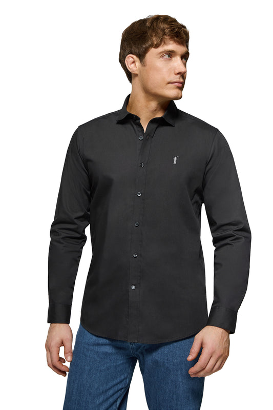 RIGBY GO SLIM POPLIN BLACK (44420) Men