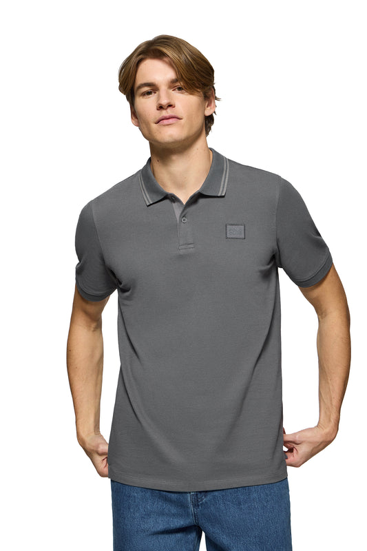 TWILL PATCH POLO MC SS ASPHALT (44518) Men