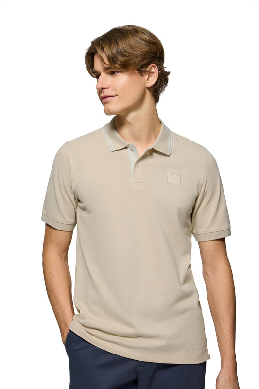 TWILL PATCH POLO MC SS BEIGE (44519) Men