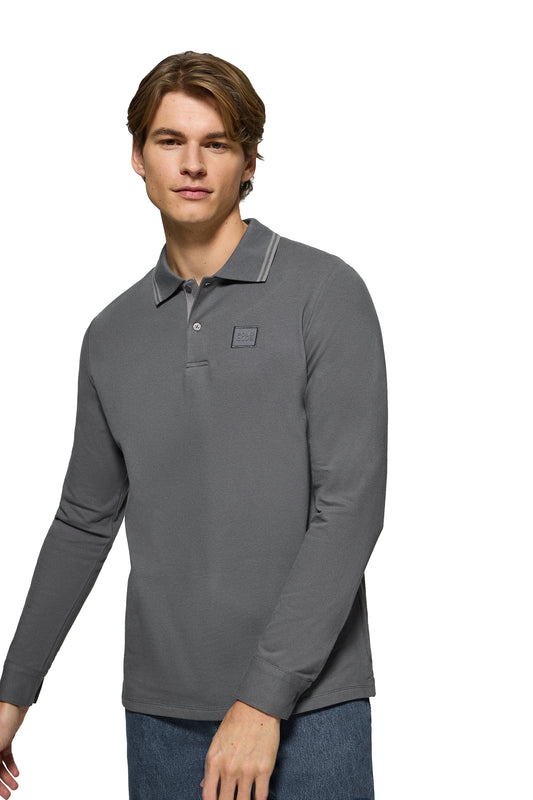 TWILL PATCH POLO ML ASPHALT (44536) Men