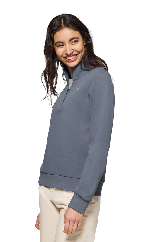 RIGBY GO W NECK ZIPPER SWEAT FL DENIM_BLUE (44823) Women