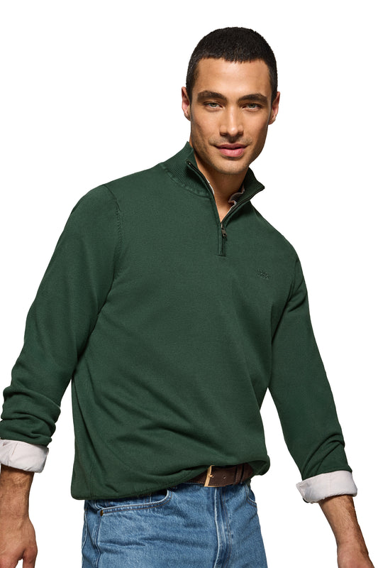 BLOCK ZIPPER NECK GD DARK_ESMERALD (45036) Men