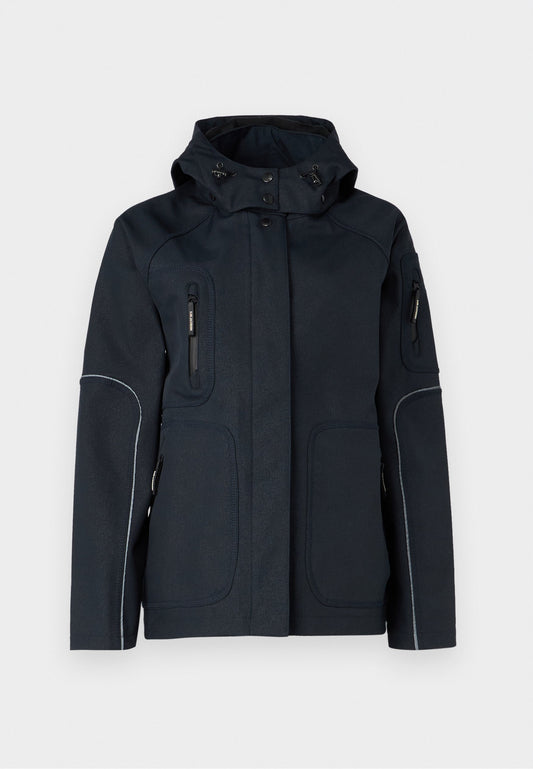 A sporty and functional rain jacket. The style is made of Women