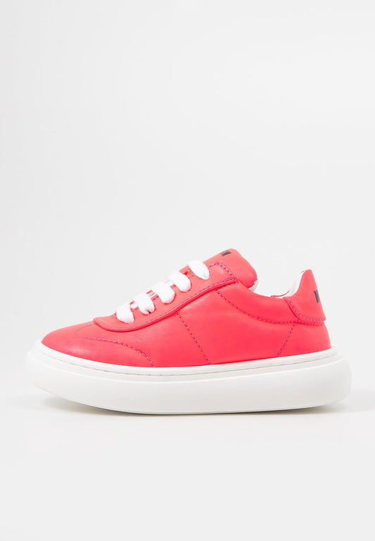 PUFFY EFFECT LEATHER LACE-UP LOW SNEAKERS Kids Unisex