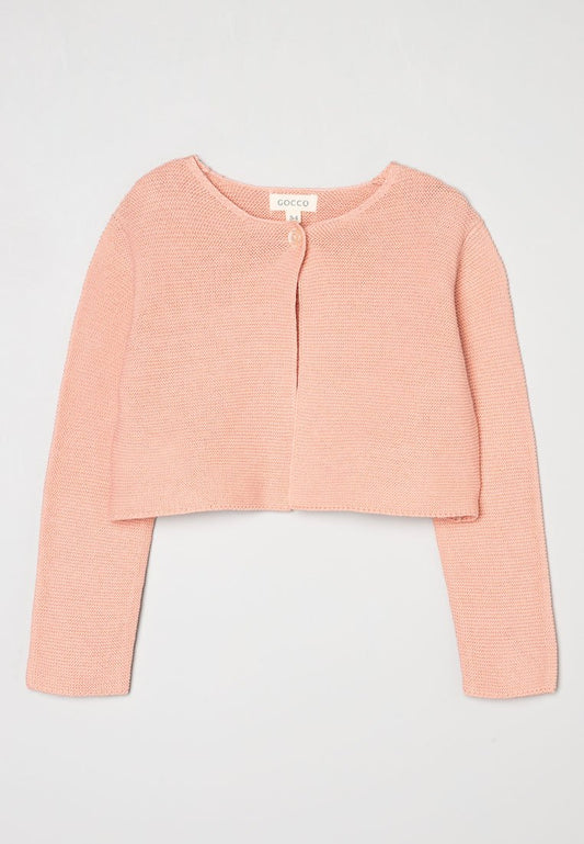 Gocco Short pink garter stitch jacket pink (ZZO3BLW07-J00) Kids