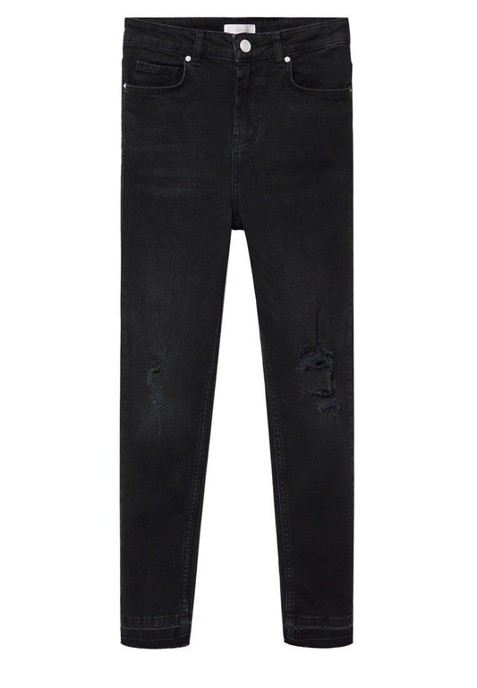 Mango Kids Skinny jeans met decoratieve scheuren black denim (M9123A052-Q11) Kids