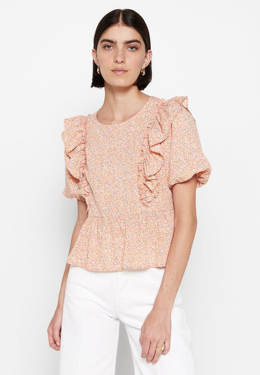 JDY EVELYN S/S FRILL TOP WVN LO (ZZO204F08-H00) Women