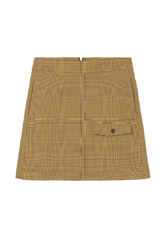 Skirt, check, zip at back, patched pocket at front Women