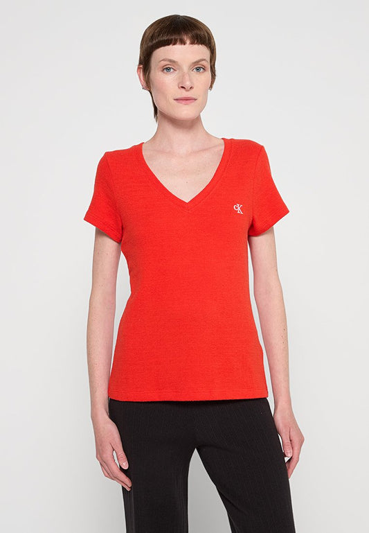 Calvin Klein Jeans SLUB RIB V-NECK TOP (ZZO2HBA15-G00) Women