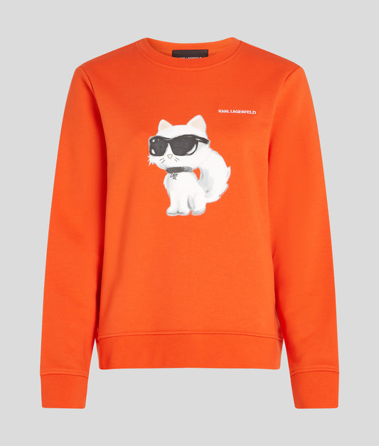 Karl Lagerfeld Ikon Aquarelle Choupette Sweat Tangerine Tango (B1W20026518) Women