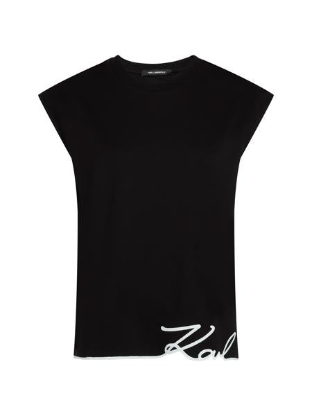 Karl Lagerfeld Signature Hem Tank Top Black (B2W17018999) Women