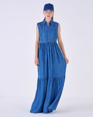 Silvian Heach Long Dress Faril Blue Med (GPP24059VE) Women