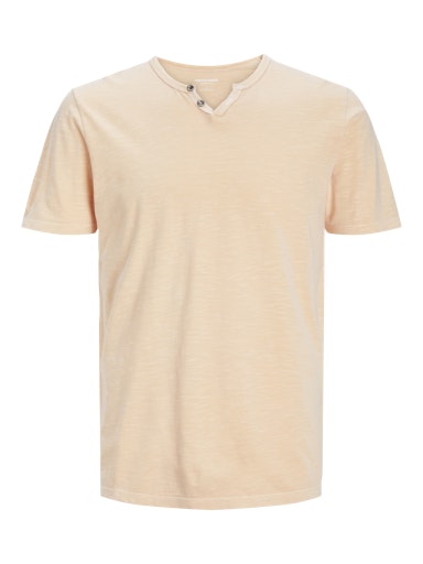 Jack & Jones Essentials JJESPLIT NECK TEE SS NOOS Apricot Ice (12164972-ApricotIce) Men