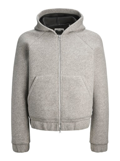 Jack & Jones Core JCOTERRAIN BONDED WOOL HOODIE LN Grey Melange  (12267133-GreyMelange) Men