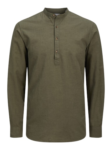 Jack & Jones Essentials JJESUMMER HALF PLACKET SHIRT LS SN Dusty Olive (12269326-DustyOlive) Men