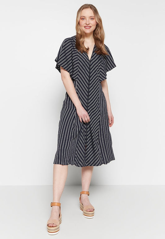 WMD-FLISSIE-WC9W-zip front striped midi dress Women
