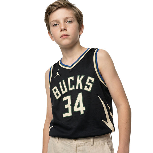 Jordan Jersey Milwaukee Bucks Swingman Statement Edition Giannis Antetokounmpo Black (JR-EY2B7BXJP-BCKGA) Kids