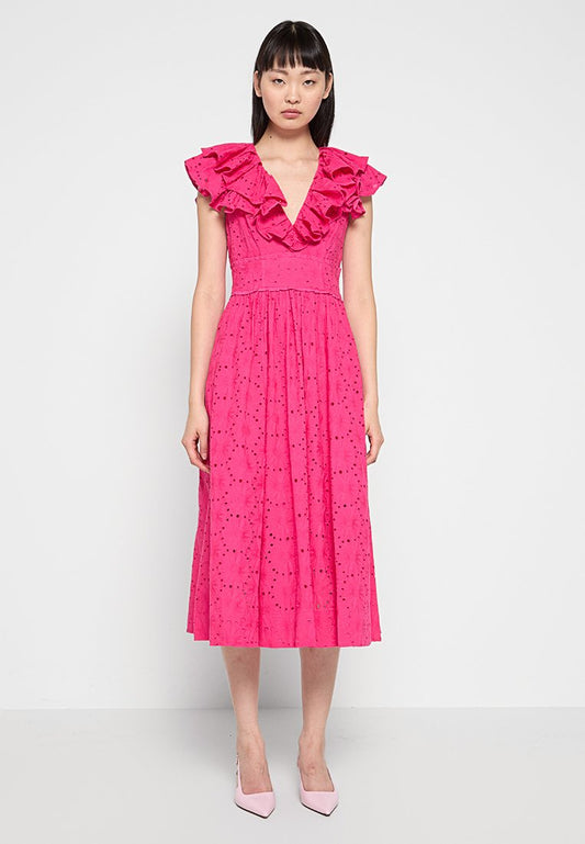 Ted Baker WMD-MIRZA-Ruffle V Neck Midi Sundress (ZZO2J6953-J00) Women