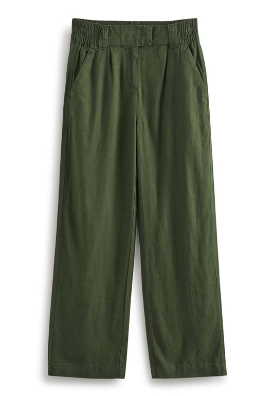 Next Linen Blend Wide Leg Trousers Standard Green (NX321A158-M11) Women