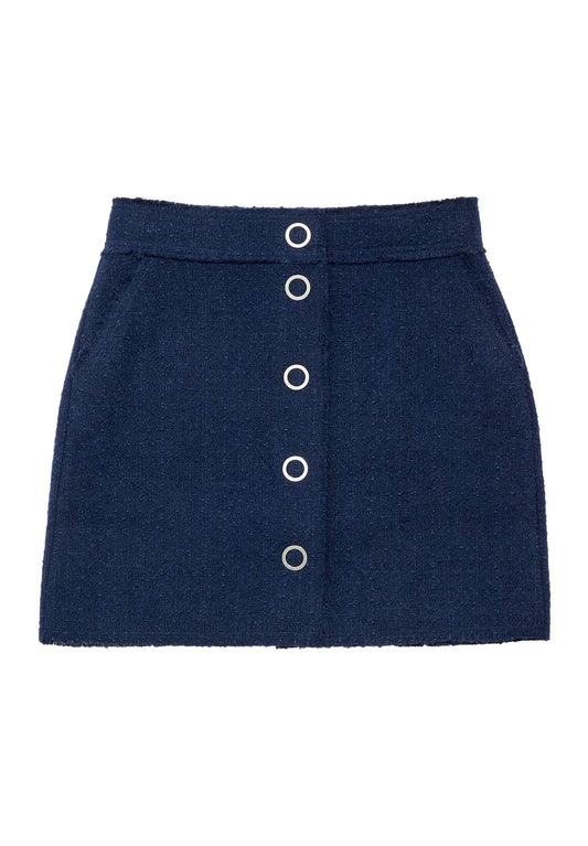 Bimba Y Lola Navy blue tweed mini skirt Women