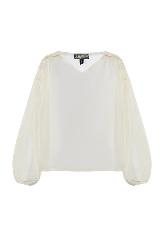 DreiMaster Cotton Blouse with Spitze naemi White (4DR21E08N-A11) Women